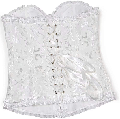 Corset Top Bustier Women'S Overbust Satin Floral Lace up Trim plus Size Bodyshaper Apparel & Accessories > Clothing > Underwear & Socks > Lingerie jutrisujo   