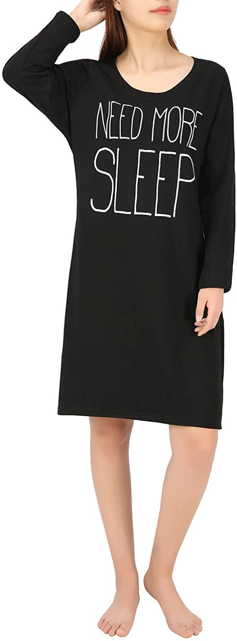 HDE Womens Sleepwear Cotton Nightgowns Long Sleeve Sleepshirt Print Night Shirt Apparel & Accessories > Clothing > Sleepwear & Loungewear > Nightgowns Kylie Max   