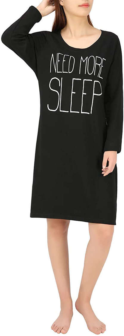 HDE Womens Sleepwear Cotton Nightgowns Long Sleeve Sleepshirt Print Night Shirt Apparel & Accessories > Clothing > Sleepwear & Loungewear > Nightgowns Kylie Max   