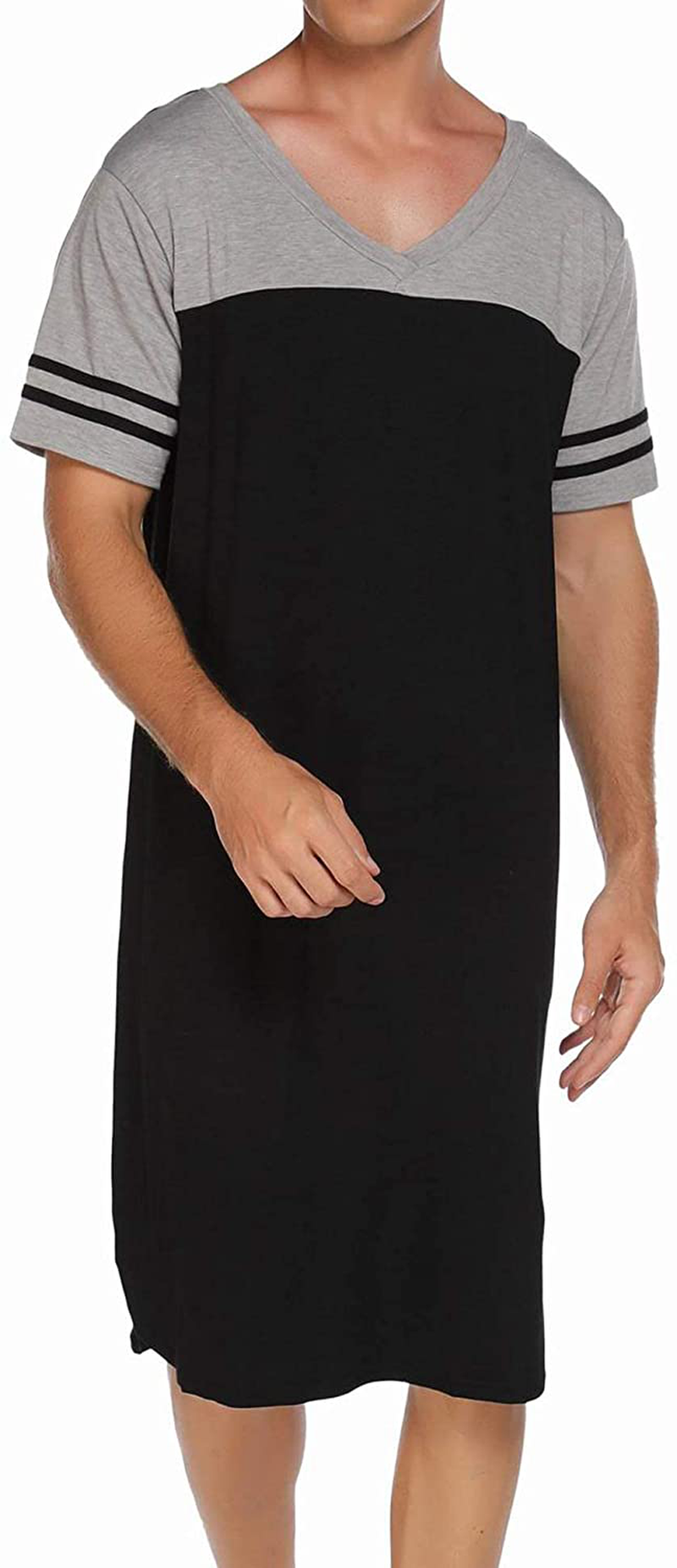Ekouaer Nightgowns Mens V Neck Long Sleeve Sleepwear Big&Tall Pajama Sleeping Wear Loungewear Nightshirts M-XXXL Apparel & Accessories > Clothing > Sleepwear & Loungewear > Nightgowns Kylie Max   
