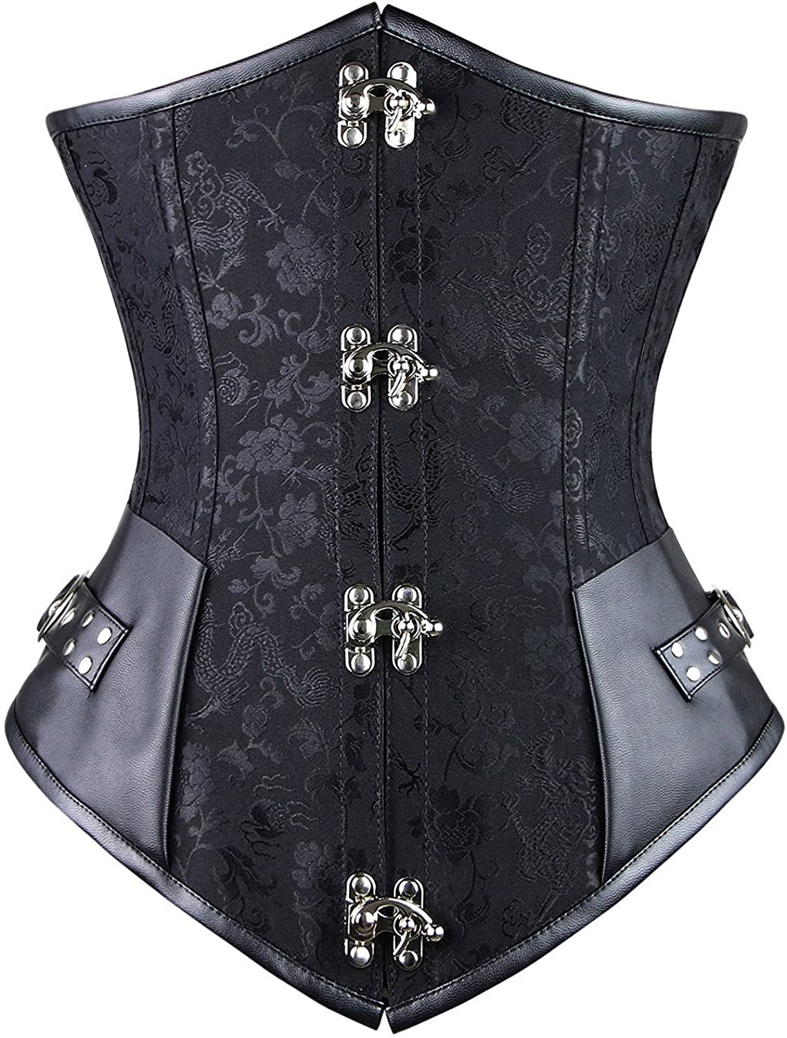 Blidece Women'S Fashion PU Leather Halter Shoulder Straps Underbust Corset Top Apparel & Accessories > Clothing > Underwear & Socks > Lingerie Blidece Black 2 XX-Large 
