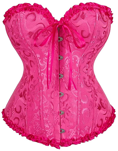 Corset Top Bustier Women'S Overbust Satin Floral Lace up Trim plus Size Bodyshaper Apparel & Accessories > Clothing > Underwear & Socks > Lingerie jutrisujo Rose Red Medium 