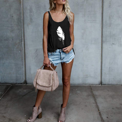 OMSJ Women Shirts Sleeveless Summer Tunic Loose Fit Tank Tops Apparel & Accessories > Clothing > Activewear Kylie Max   