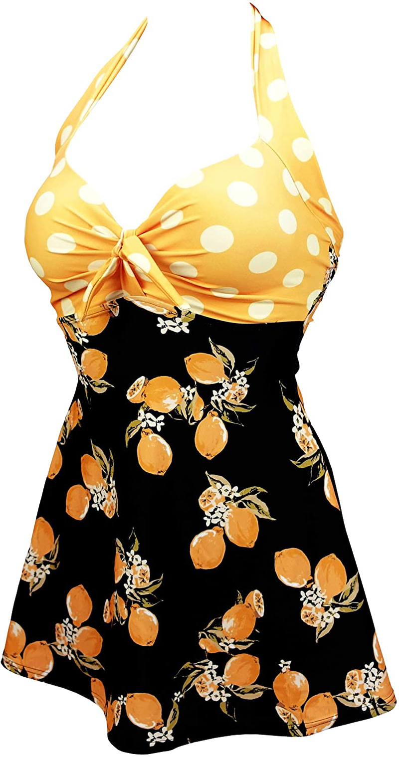 COCOSHIP Vintage Sailor Pin up Swimsuit Retro One Piece Skirtini Cover up Swimdress(Fba) Apparel & Accessories > Clothing > Swimwear Kylie Max   