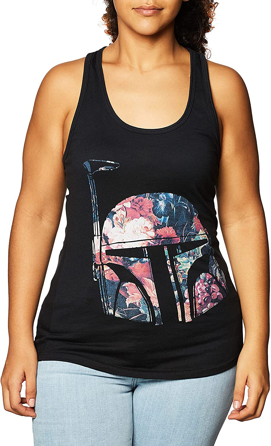 Star Wars Women'S Boba Fett Helmet Racerback Tank Top Apparel & Accessories > Clothing > Activewear Kylie Max   
