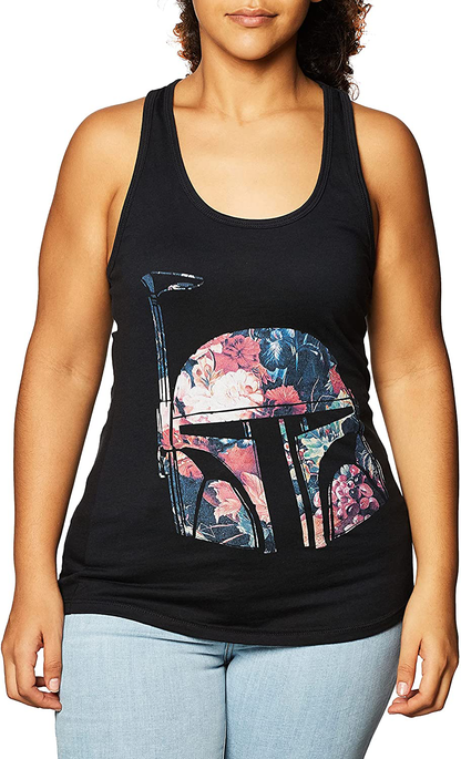 Star Wars Women'S Boba Fett Helmet Racerback Tank Top Apparel & Accessories > Clothing > Activewear Kylie Max   