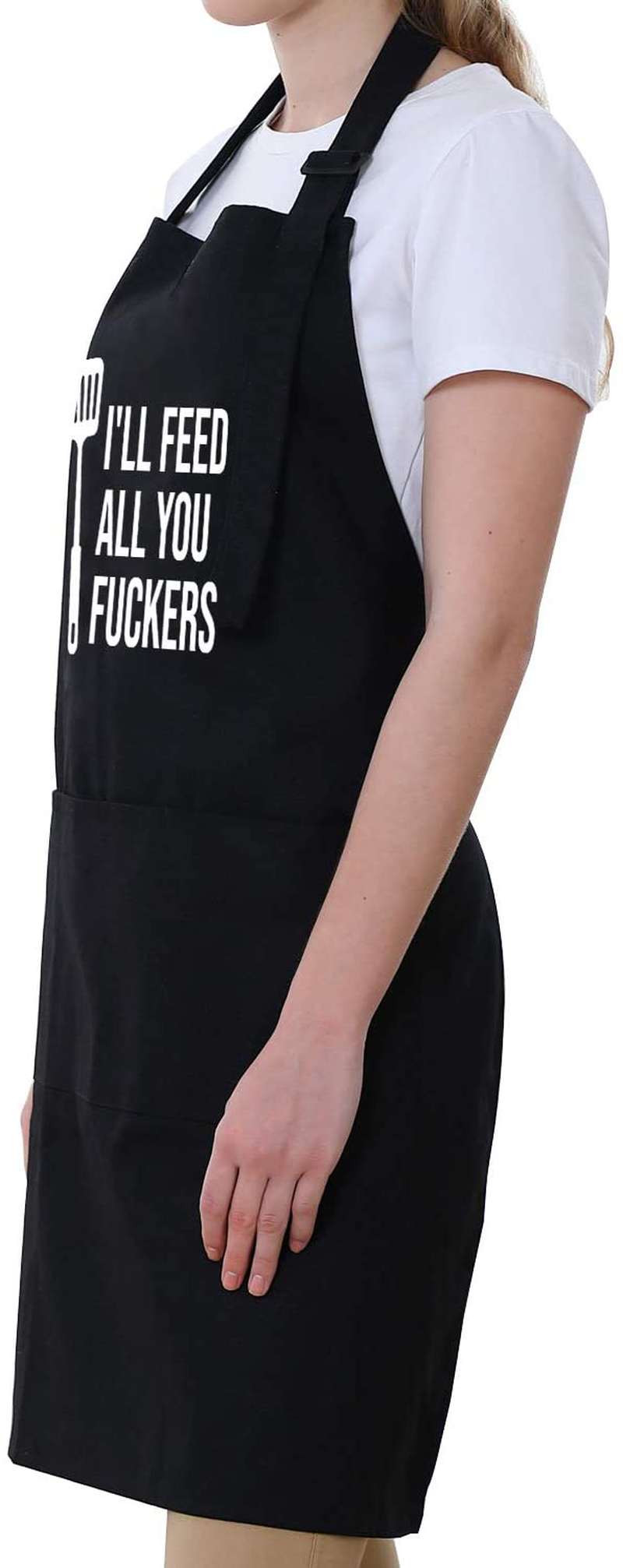 I'll Feed All You - Funny Aprons for Men, Women with 3 Pockets - Dad Gifts, Gifts for Men - Christmas, Thanksgiving, Birthday Gifts for Husband, Dad, Wife, Mom - Miracu Cooking Grilling BBQ Chef Apron Arts & Entertainment > Party & Celebration > Gift Giving Miracu   