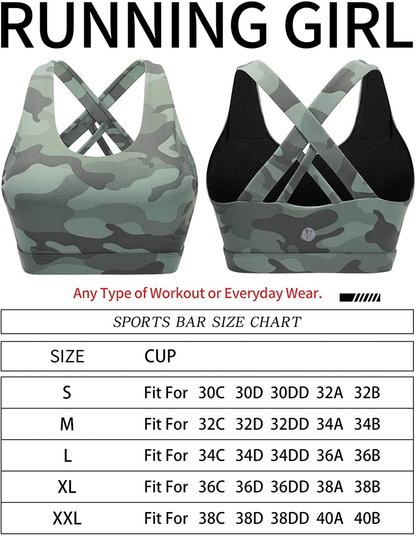 RUNNING GIRL Sports Bra for Women, Criss-Cross Back Padded Strappy Sports Bras Medium Support Yoga Bra with Removable Cups Apparel & Accessories > Clothing > Underwear & Socks > Bras Kylie Max   