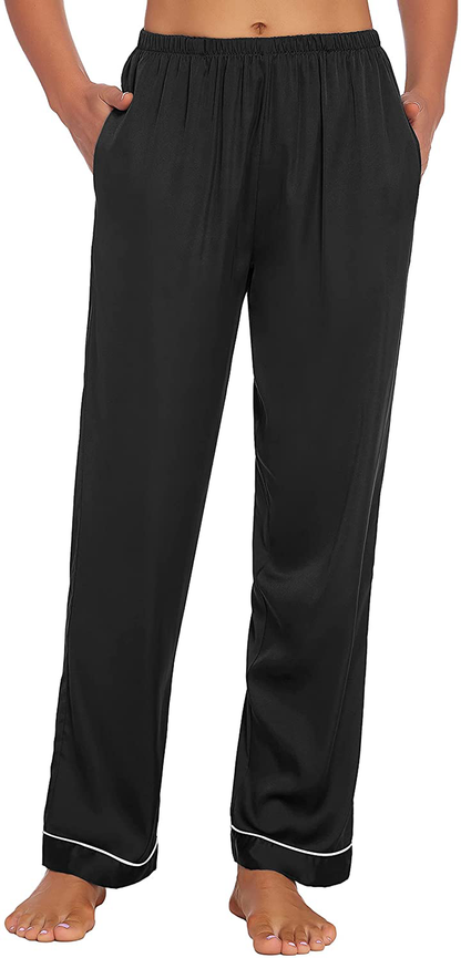 Ekouaer Silk Pajama Pants Women'S Casual Long Lounge Pants Satin Soft Sleepwear Pj Bottoms with Pockets S-XXL Apparel & Accessories > Clothing > Sleepwear & Loungewear > Pajamas Kylie Max   