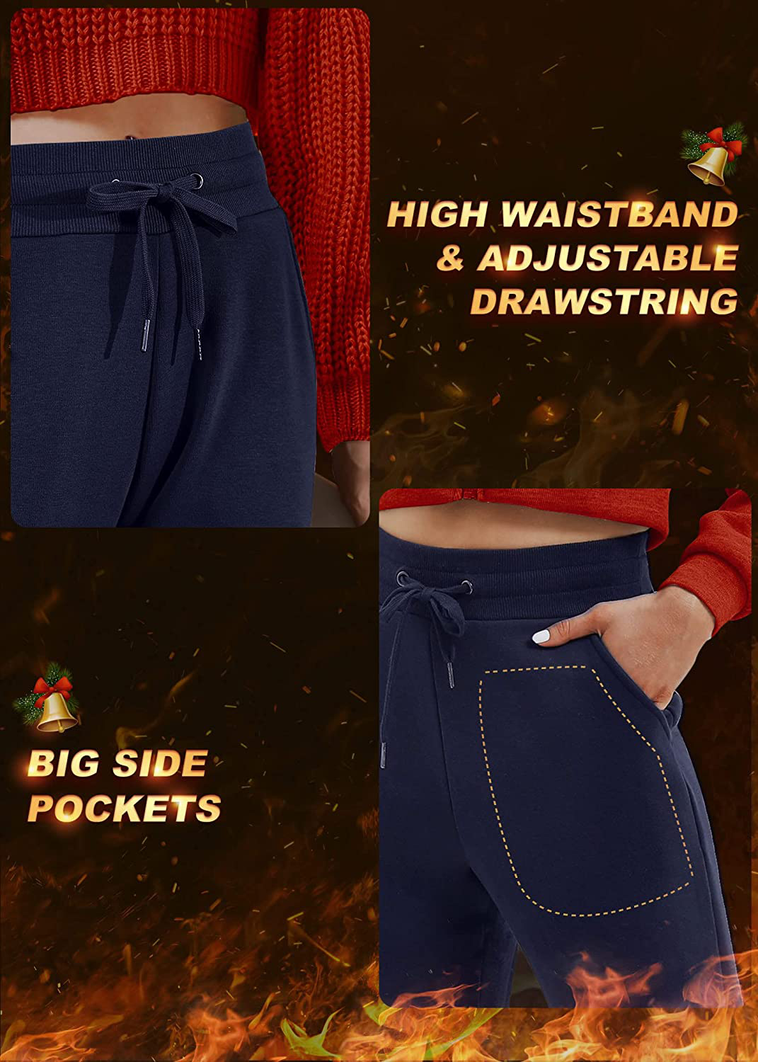 Ewedoos Fleece Sweatpants for Women with Pockets - Fleece Lined Joggers for Women Winter Pants Womens Sweatpants with Pockets Apparel & Accessories > Clothing > Activewear Kylie Max   