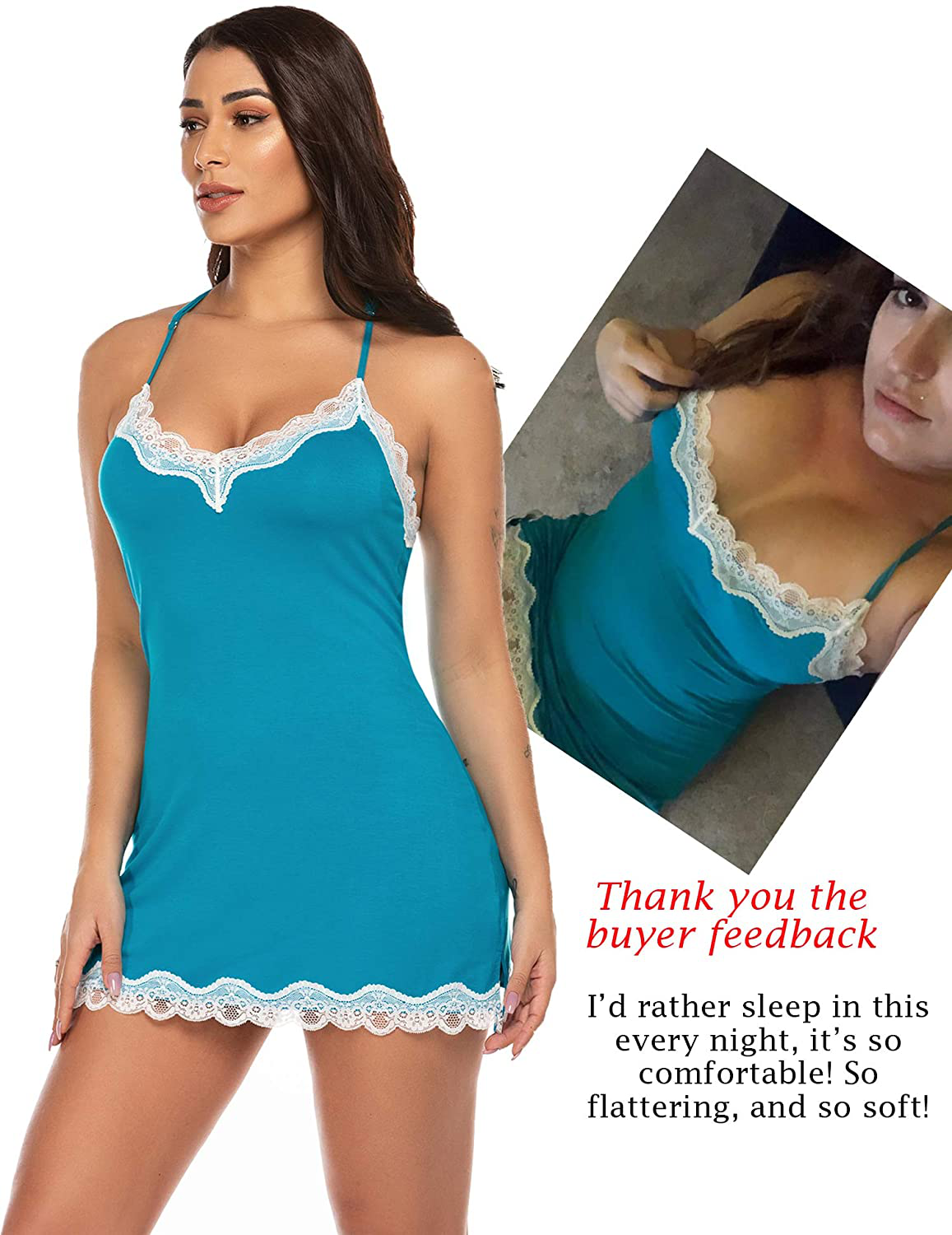 Avidlove Womens Sexy Sleepwear Sexy Chemise Lingerie Cotton Nightgowns for Women Apparel & Accessories > Clothing > Underwear & Socks > Lingerie Kylie Max   