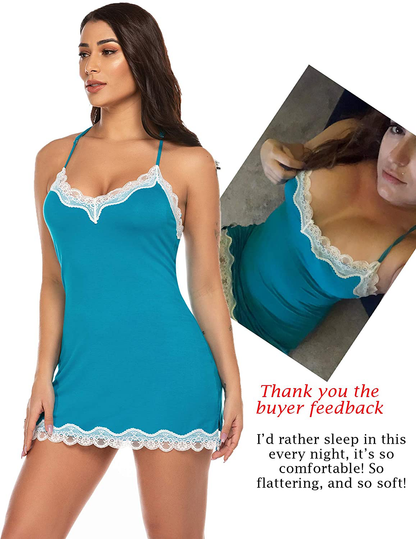 Avidlove Womens Sexy Sleepwear Sexy Chemise Lingerie Cotton Nightgowns for Women Apparel & Accessories > Clothing > Underwear & Socks > Lingerie Kylie Max   