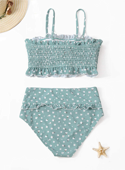 Dokotoo Women Cute High Waist Strapless Smocked Bikini Sets Swimsuit Bathing Suit  Kylie Max   