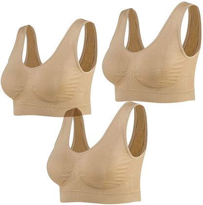 Lemef 3-Pack Seamless Sports Bra Wirefree Yoga Bra with Removable Pads for Women Apparel & Accessories > Clothing > Underwear & Socks > Bras Kylie Max   