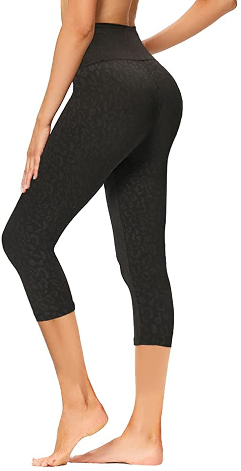 GAYHAY High Waisted Capri Leggings for Women - Soft Slim Tummy Control - Exercise Pants for Running Cycling Yoga Workout Apparel & Accessories > Clothing > Activewear Gayhay Black Leopard XX-Large 
