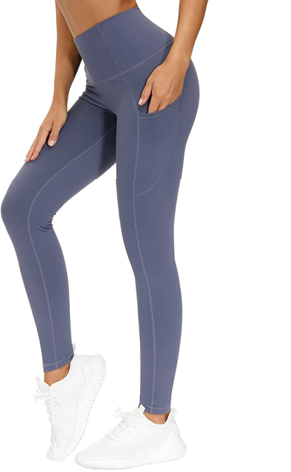 THE GYM PEOPLE Thick High Waist Yoga Pants with Pockets, Tummy Control Workout Running Yoga Leggings for Women Apparel & Accessories > Clothing > Activewear THE GYM PEOPLE Ink Blue Large 