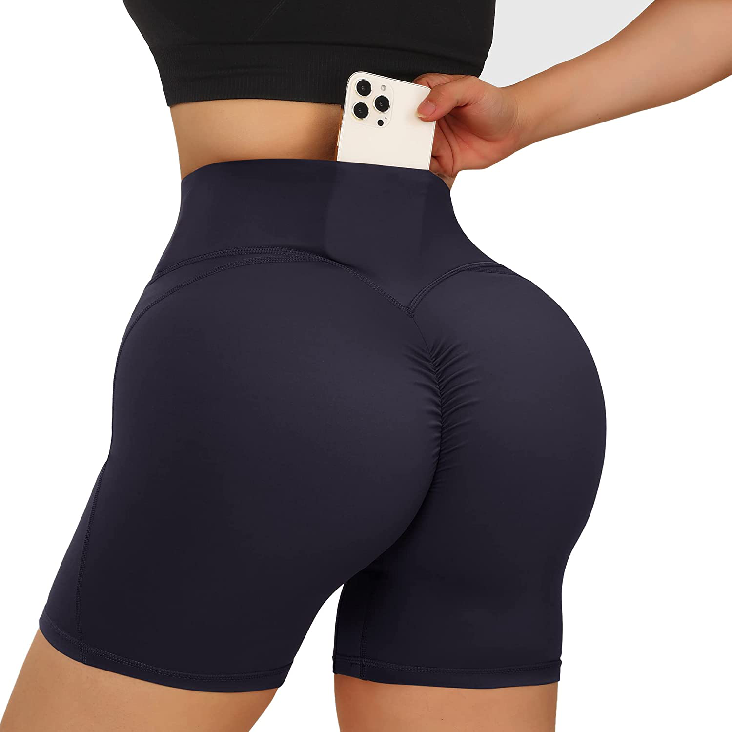 MOOSLOVER Women V Cross Waist Workout Shorts Butt Lifting High Waisted Biker Shorts Apparel & Accessories > Clothing > Shorts Kylie Max   