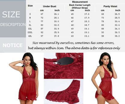 Avidlove Women Lingerie Lace Babydoll Strap Chemise Halter Teddy V Neck Sleepwear Apparel & Accessories > Clothing > Underwear & Socks > Lingerie Kylie Max   