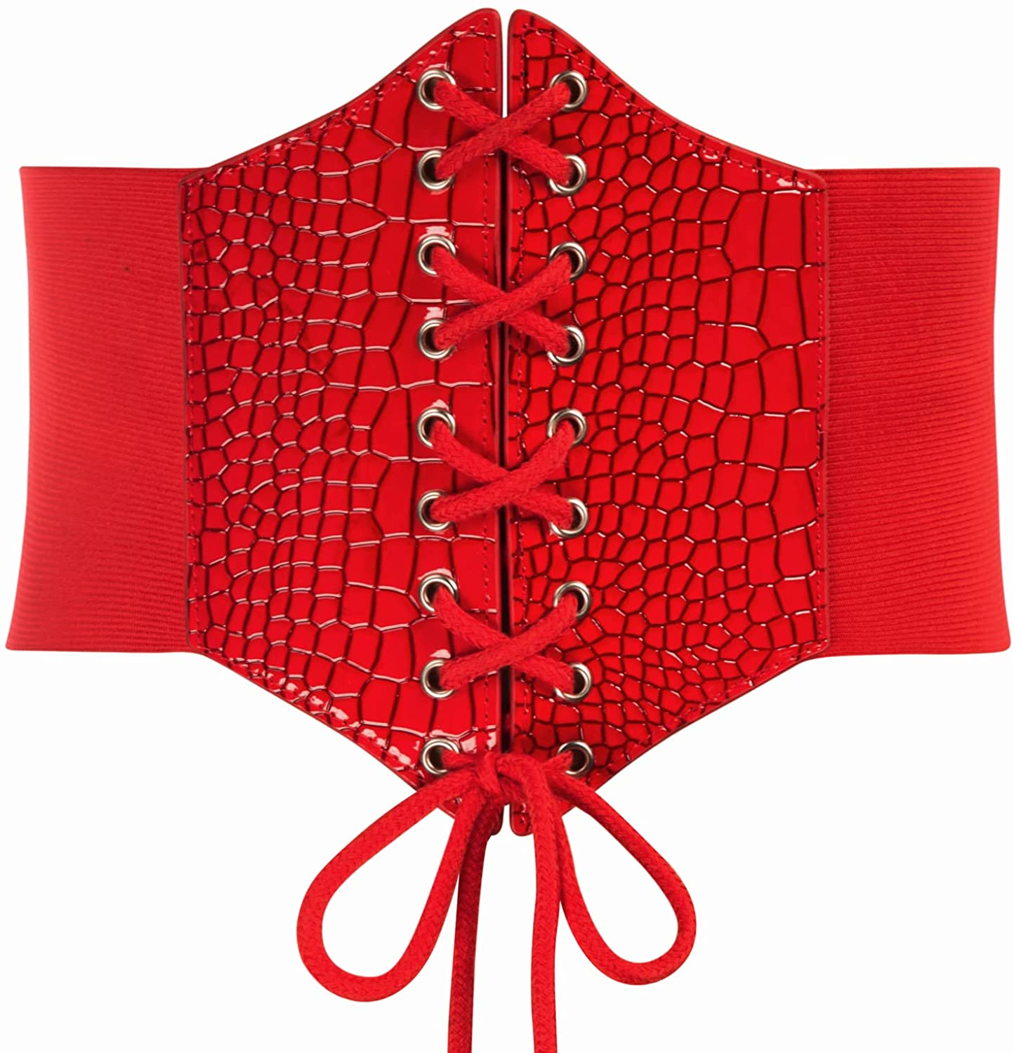 GRACE KARIN Lace-Up Cinch Belt Tied Corset Elastic Waist Belt Apparel & Accessories > Clothing Accessories > Belts GRACE KARIN Red#snakeskin Style Medium 