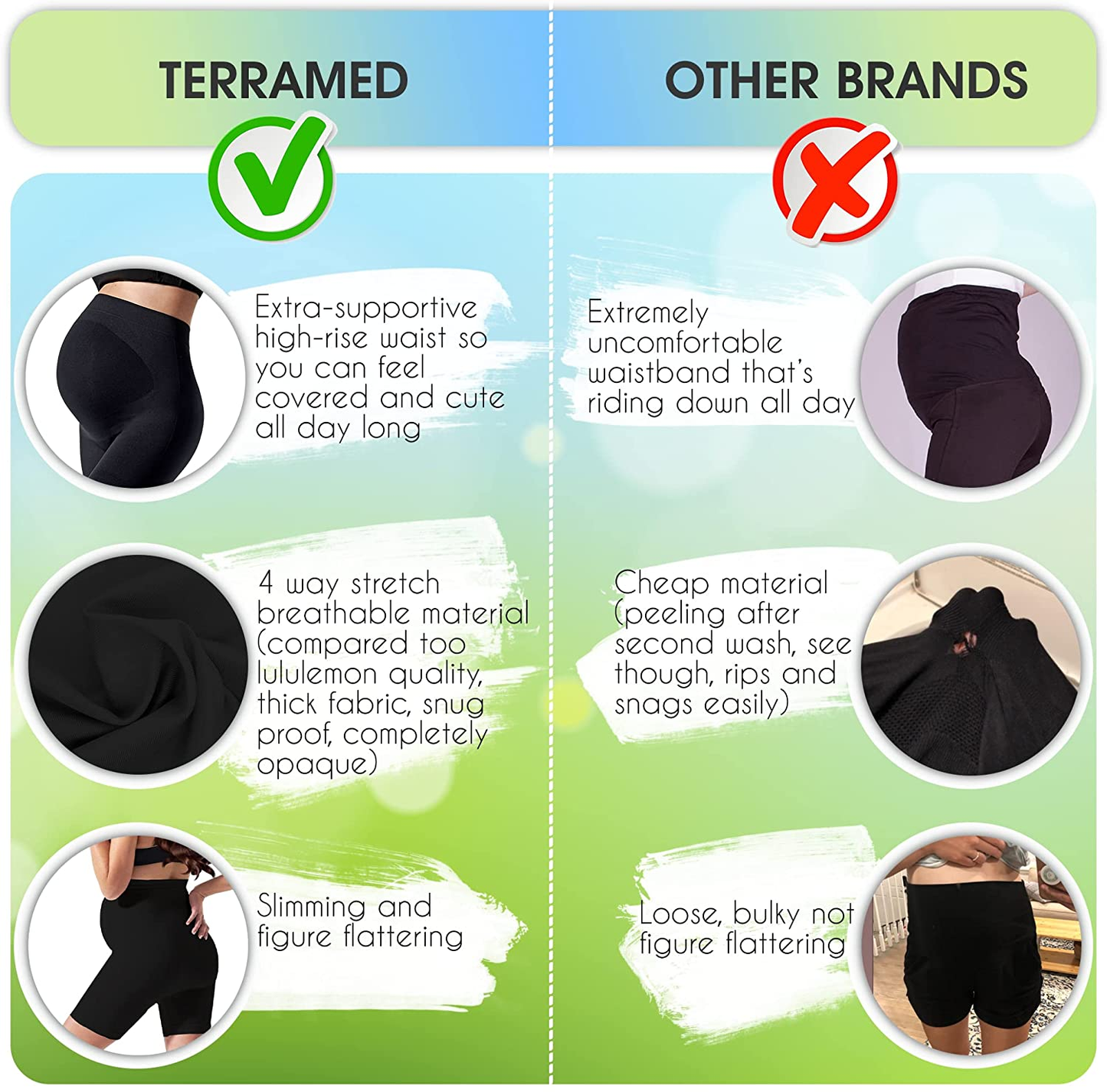 Maternity Leggings Active Wear over the Bump Pants Pregnancy Shaping over the Belly Postpartum Breastfeeding Apparel & Accessories > Clothing > Underwear & Socks > Shapewear Terramed Just Think Comfort   