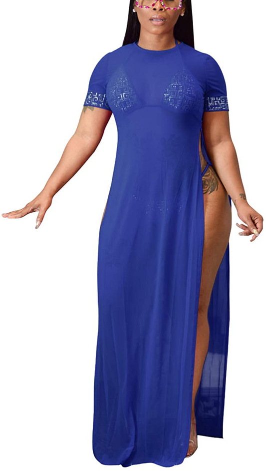 Sexycherry Women'S Sexy Swimsuit Cover Ups Casual See through Sheer Long Maxi Dresses for Swimwear Apparel & Accessories > Clothing > Swimwear Kylie Max   