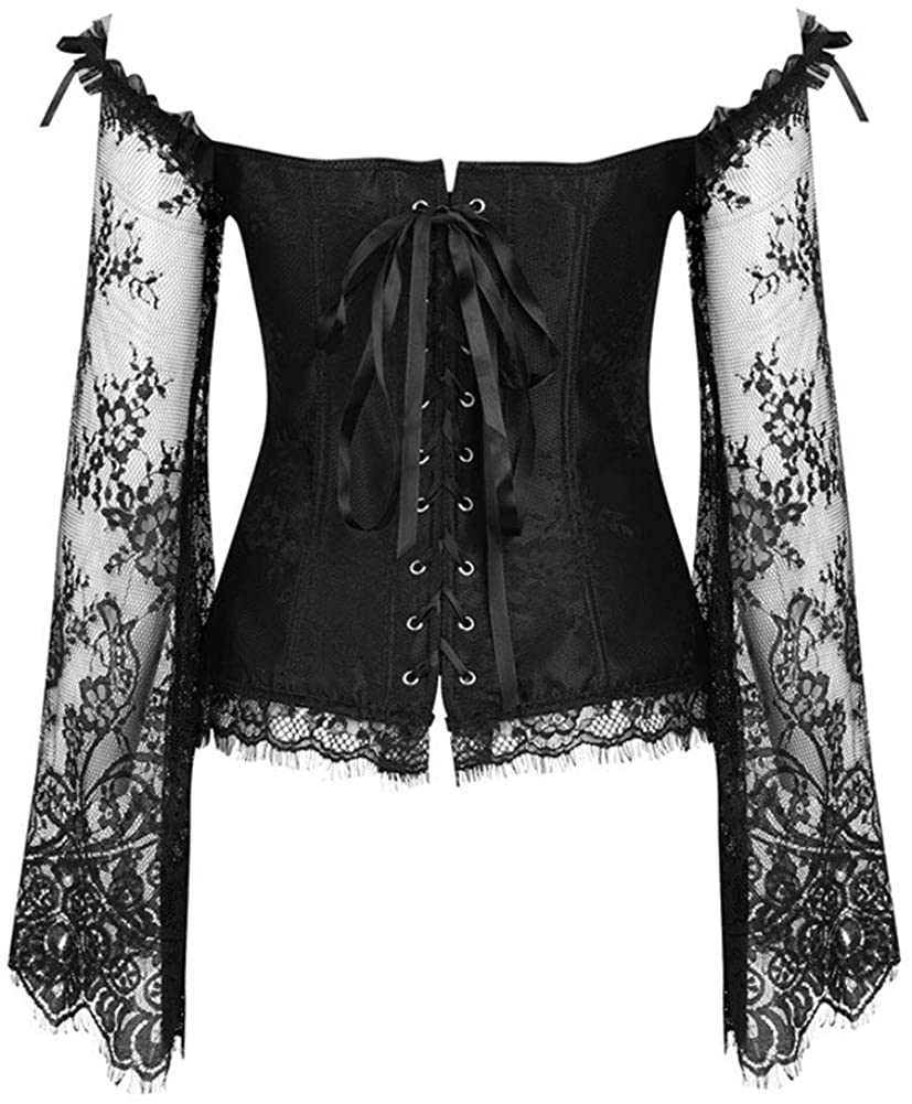 Corset Tops for Women Corset - Overbust Lingerie - Lace up Back Bustier Top - Fashion Corsets with Sleeve Apparel & Accessories > Clothing > Underwear & Socks > Lingerie SZIVYSHI   