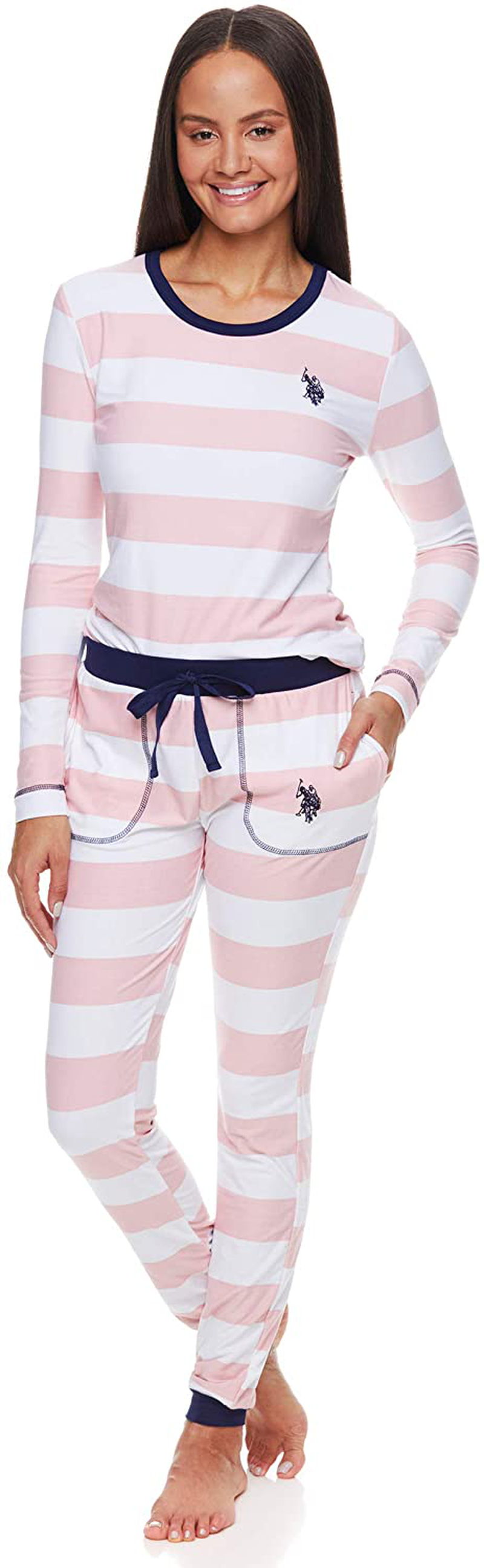 U.S. Polo Assn. Womens Pajamas Set with Pockets - Long Sleeve Shirt and Pajama Pants Loungewear Set Apparel & Accessories > Clothing > Sleepwear & Loungewear > Pajamas U.S. Polo Assn. Dusty Rose 1 Medium 