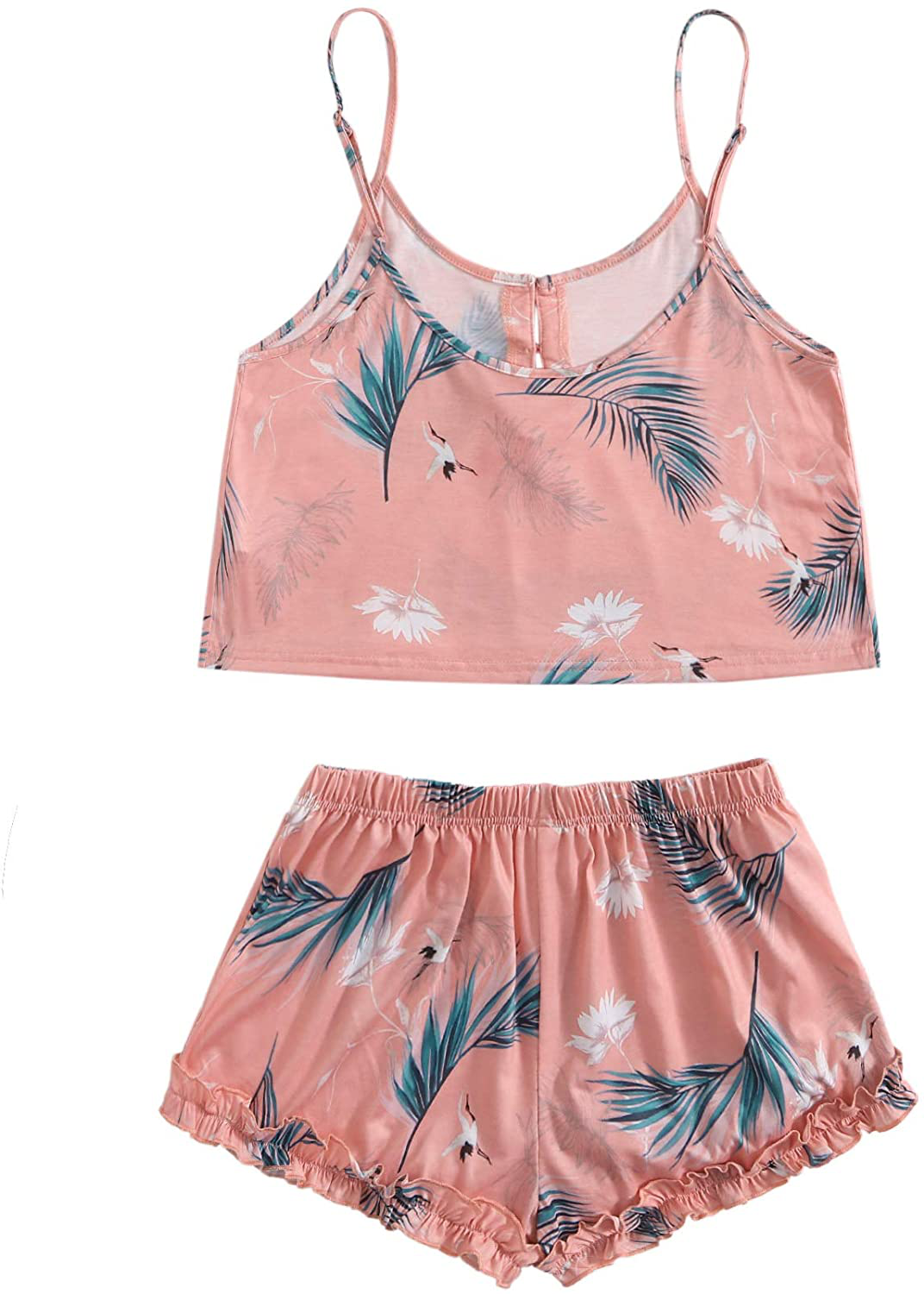Shein Women'S Summer Floral Print Cami Top and Shorts Pajamas Set Apparel & Accessories > Clothing > Sleepwear & Loungewear Kylie Max   