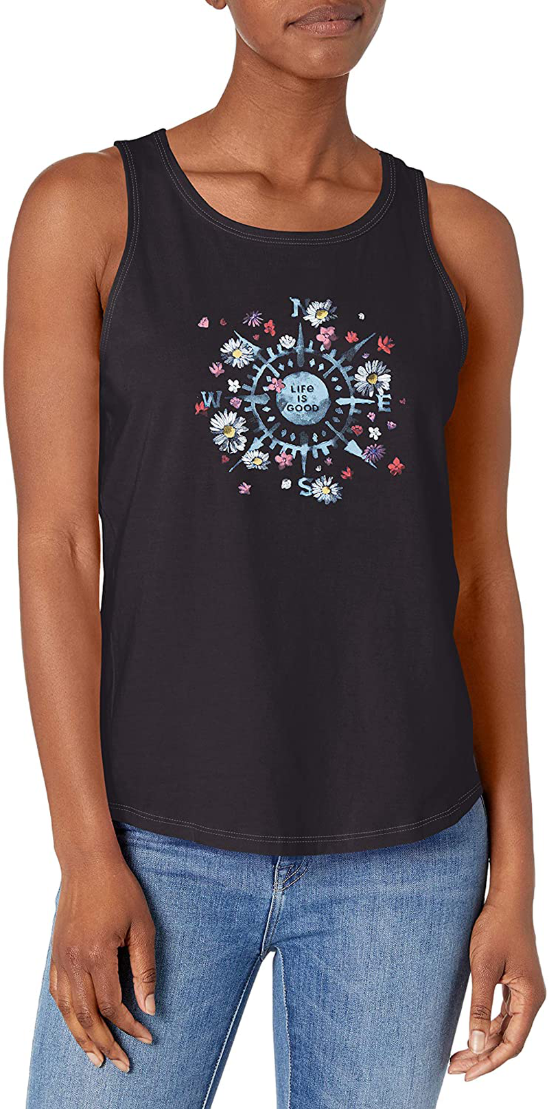 Life Is Good Womens High-Low Crusher Graphic Tank Top Apparel & Accessories > Clothing > Activewear Kylie Max   