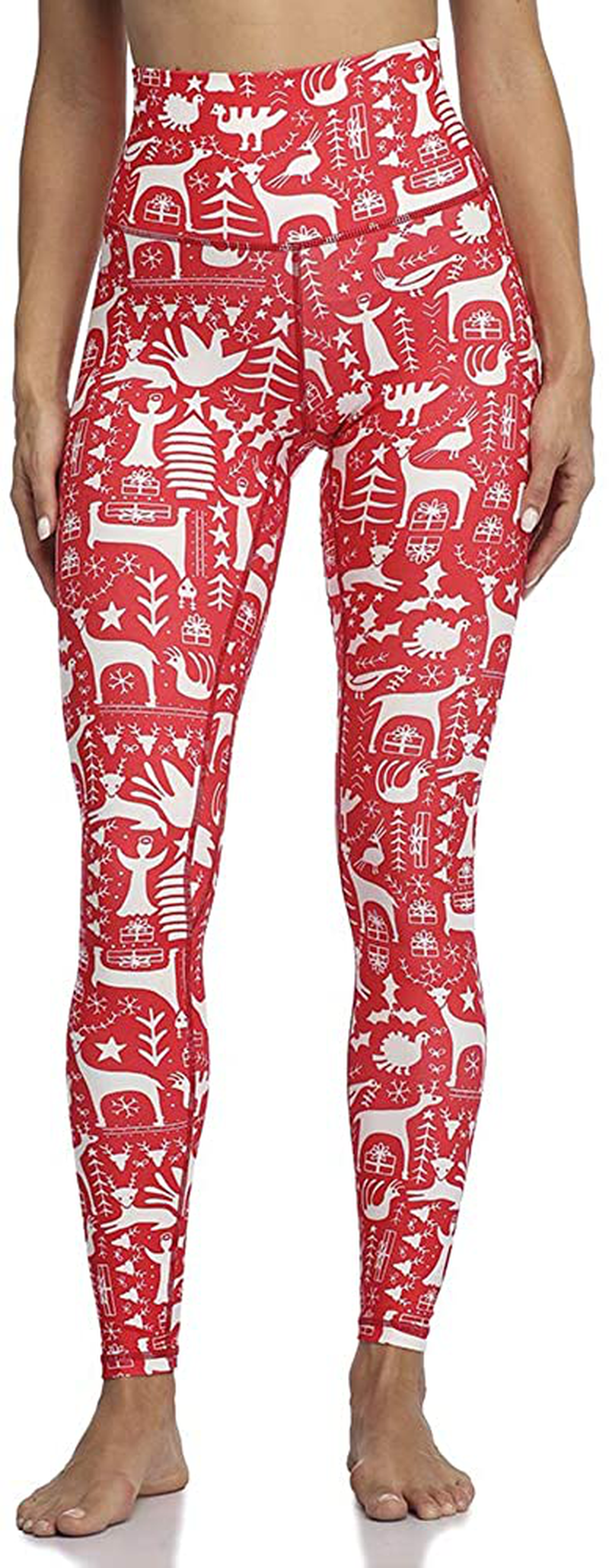 Colorfulkoala Women's High Waisted Pattern Leggings Full-length Yoga Pants Apparel & Accessories > Clothing > Activewear Colorfulkoala Reindeer Snowflake Small 