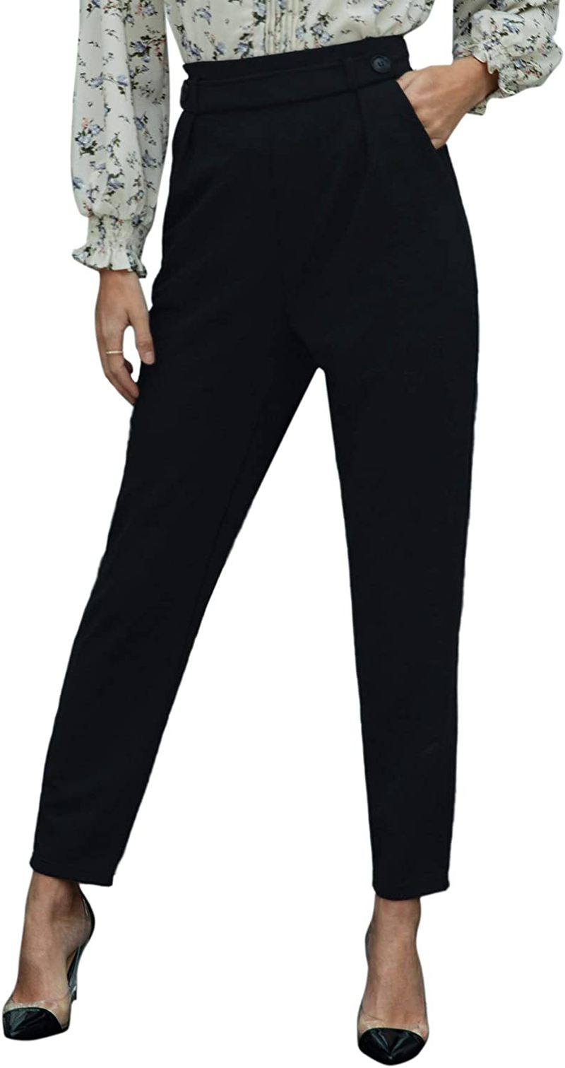 SweatyRocks Women's Casual Skinny Leggings Stretchy High Waisted Work Pants Apparel & Accessories > Clothing > Activewear SweatyRocks Solid Black Medium 