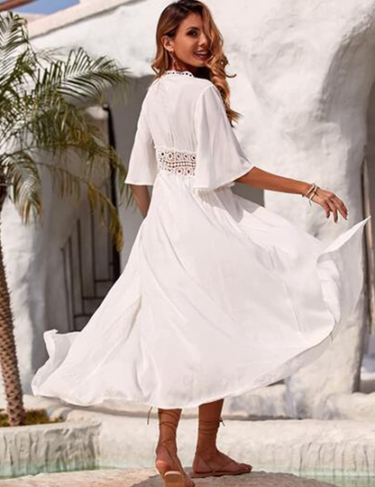 Ekouaer Women'S Swimwear Cover Ups Sexy Open Front Beach Bikini Swimsuit Kimono Cardigan Long Flowy Beachwear Apparel & Accessories > Clothing > Swimwear Kylie Max   