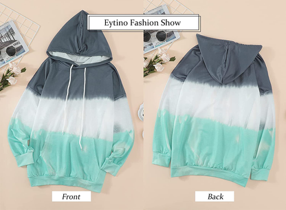Eytino Women Hoodies Tops Tie Dye Printed Long Sleeve Drawstring Pullover Sweatshirts with Pocket(S-Xxl) Apparel & Accessories > Clothing > Activewear Kylie Max   