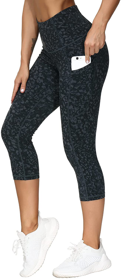 THE GYM PEOPLE Thick High Waist Yoga Pants with Pockets, Tummy Control Workout Running Yoga Leggings for Women Apparel & Accessories > Clothing > Activewear THE GYM PEOPLE Z-capris Graffiti Large 