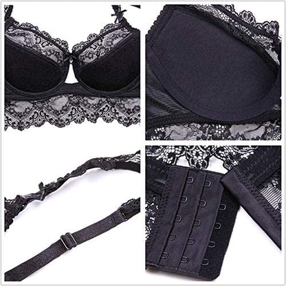 Women Push up Embroidery Bras Set Lace Lingerie Bra and Panties and Socks 4 Piece Apparel & Accessories > Clothing > Underwear & Socks > Lingerie Ningsige   