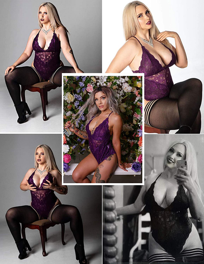 ELOVER Lingerie for Women Plus Size Lace Teddy Lingerie Bodysuit One Piece Babydoll Apparel & Accessories > Clothing > Underwear & Socks > Lingerie ELOVER   