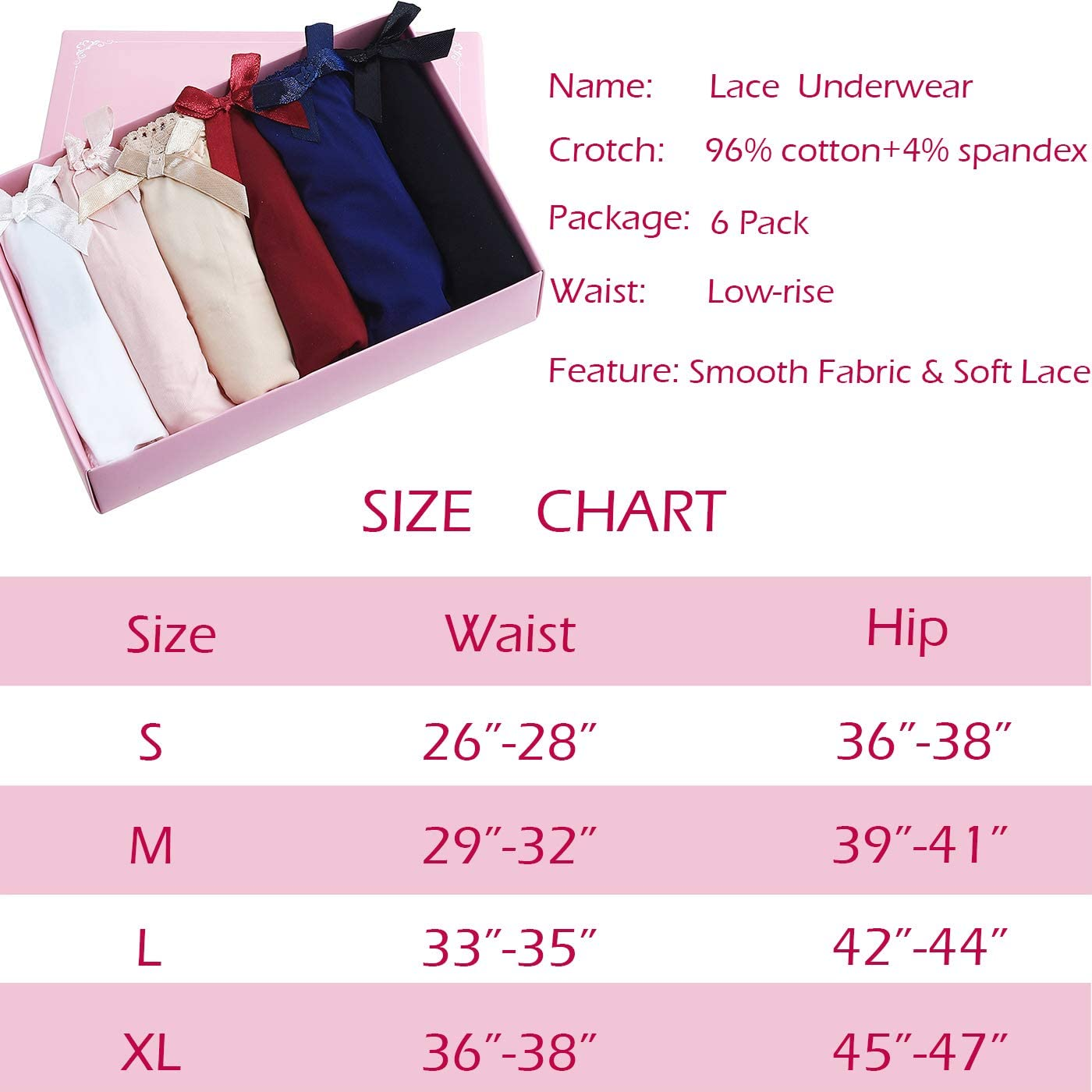 LEVAO Womens Bikini Panties Underwear Lace Hipster Seamless Sexy Hi Cuts Pack 6 Apparel & Accessories > Clothing > Underwear & Socks > Underwear LEVAO   