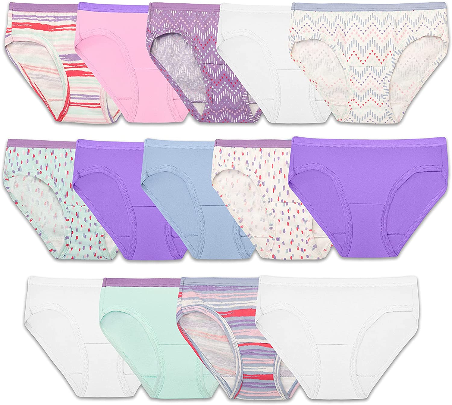 Fruit of the Loom Girls' Cotton Hipster Underwear Apparel & Accessories > Clothing > Underwear & Socks > Underwear Fruit of the Loom 14 Pack - Fashion Assorted 10 
