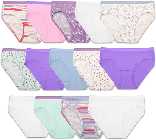 Fruit of the Loom Girls' Cotton Hipster Underwear Apparel & Accessories > Clothing > Underwear & Socks > Underwear Fruit of the Loom 14 Pack - Fashion Assorted 10 