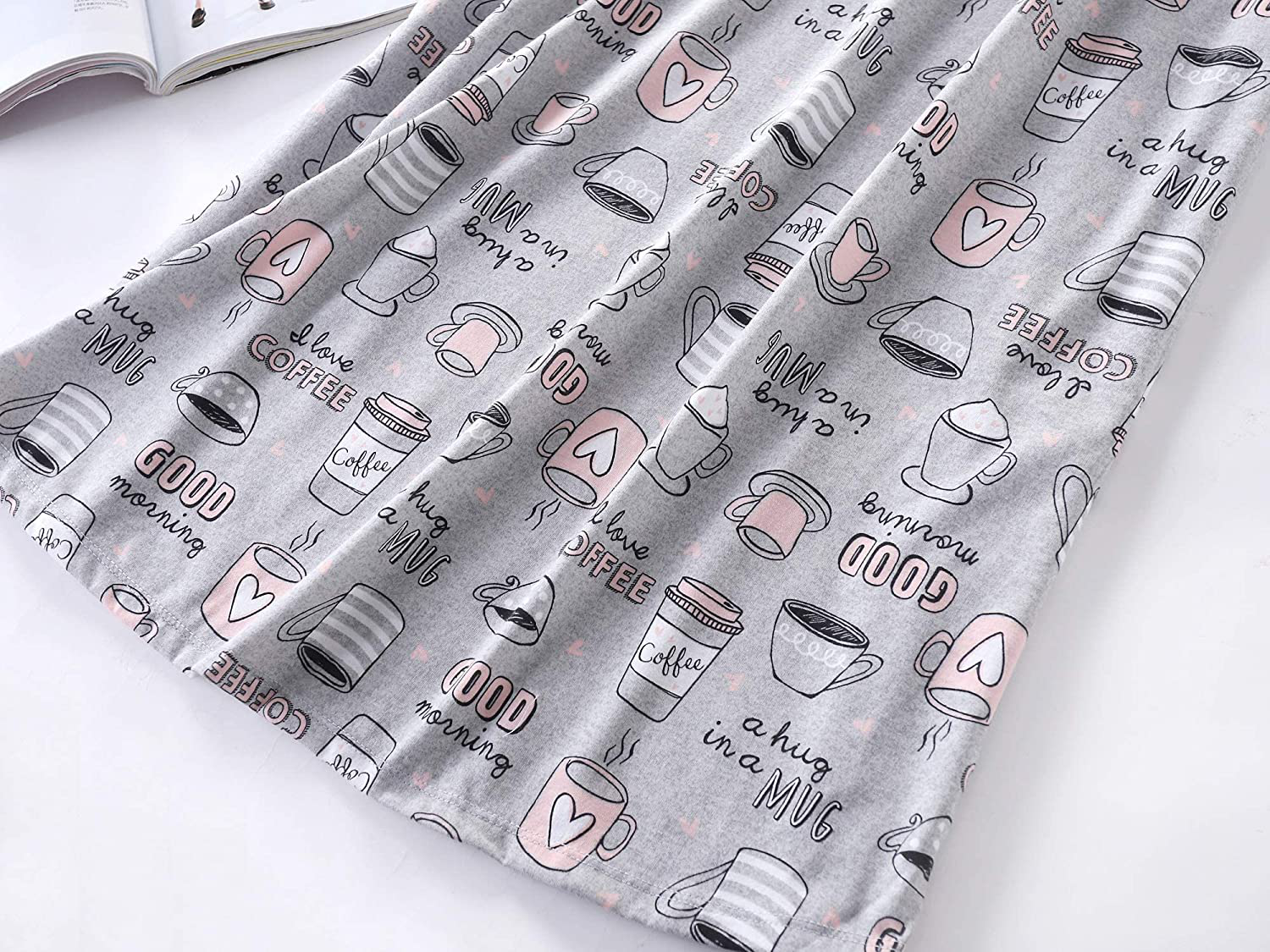 PNAEONG Women'S Cotton Nightgown Sleepwear Short Sleeves Shirt Casual Print Sleepdress Apparel & Accessories > Clothing > Sleepwear & Loungewear > Nightgowns Kylie Max   