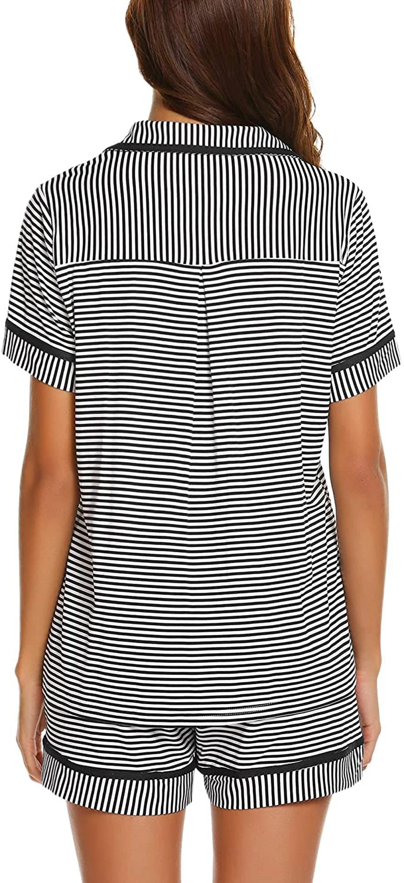 Ekouaer Pajamas Soft Striped Women'S Short Sleeve Button Sleepwear Shorts Shirt PJ Set(S-Xxl) Apparel & Accessories > Clothing > Sleepwear & Loungewear > Pajamas Kylie Max   
