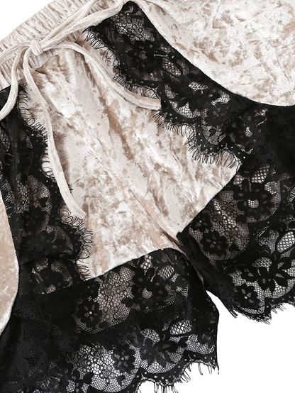 DIDK Women'S Lace Trim V Neck Cami and Shorts Pajama Set Sexy Sleepwear Apparel & Accessories > Clothing > Sleepwear & Loungewear Kylie Max   