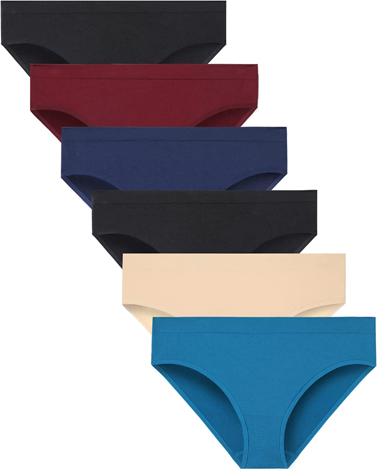 Areke Womens Bikini Panties Seamless Underwear, Soft Stretch Cheekini Hipster Briefs 6 Pack  Areke Classic 6pack Small 