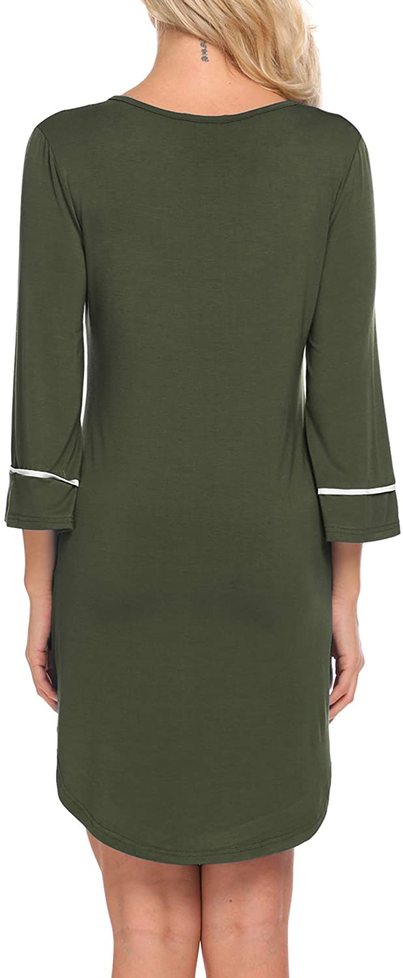 Ekouaer Women’S Sleepshirt 3/4 Sleeves Nightgown Sexy Nightshirts Boyfriend Sleepwear S-XXL Apparel & Accessories > Clothing > Sleepwear & Loungewear > Nightgowns Kylie Max   