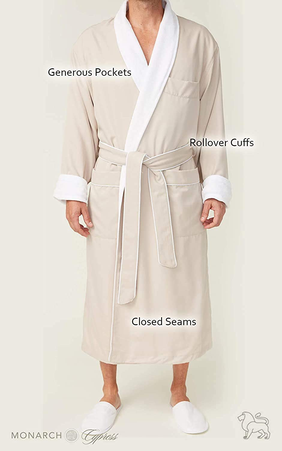 Terry Lined Microfiber Hotel Robe - Luxury Spa Bathrobe by Monarch/Cypress Apparel & Accessories > Clothing > Sleepwear & Loungewear > Robes Kylie Max   