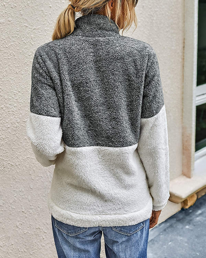 BTFBM Women Sherpa Pullover Quarter Zip Long Sleeve Fluffy Soft Fleece Jackets Sweaters Sweatshirts Hoodies Outwear Coat Apparel & Accessories > Clothing > Activewear Kylie Max   