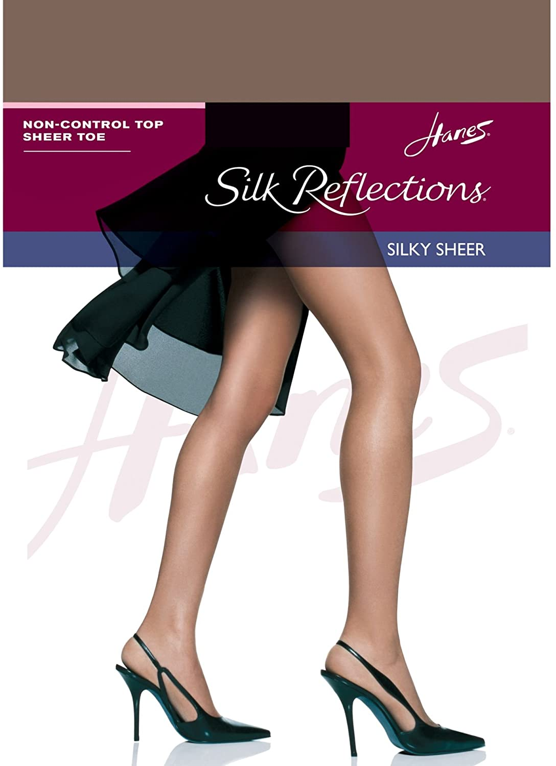 Hanes Women`S Set of 3 Silk Reflections Non-Control Top Sheer Toe Pantyhose Apparel & Accessories > Clothing > Underwear & Socks > Shapewear Hanes Town Taupe E-F 