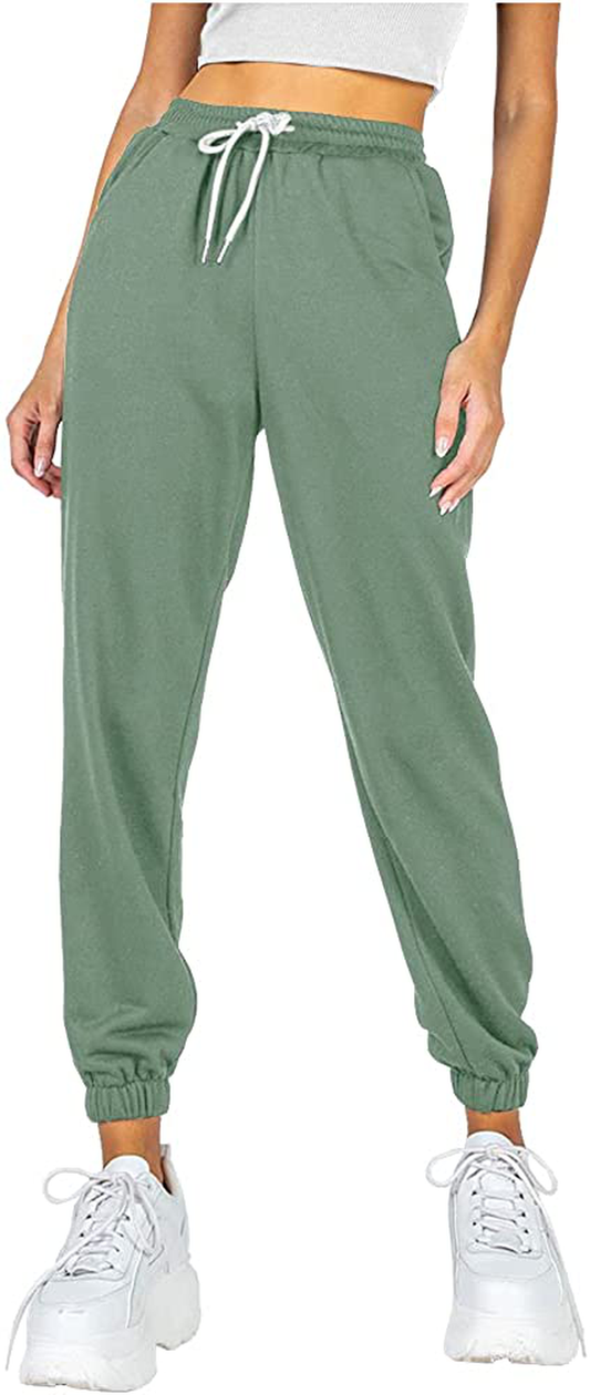 Ezymall Womens Sweatpants Comfy High Waisted Workout Athletic Lounge Joggers Pants with Pockets Apparel & Accessories > Clothing > Activewear Kylie Max   