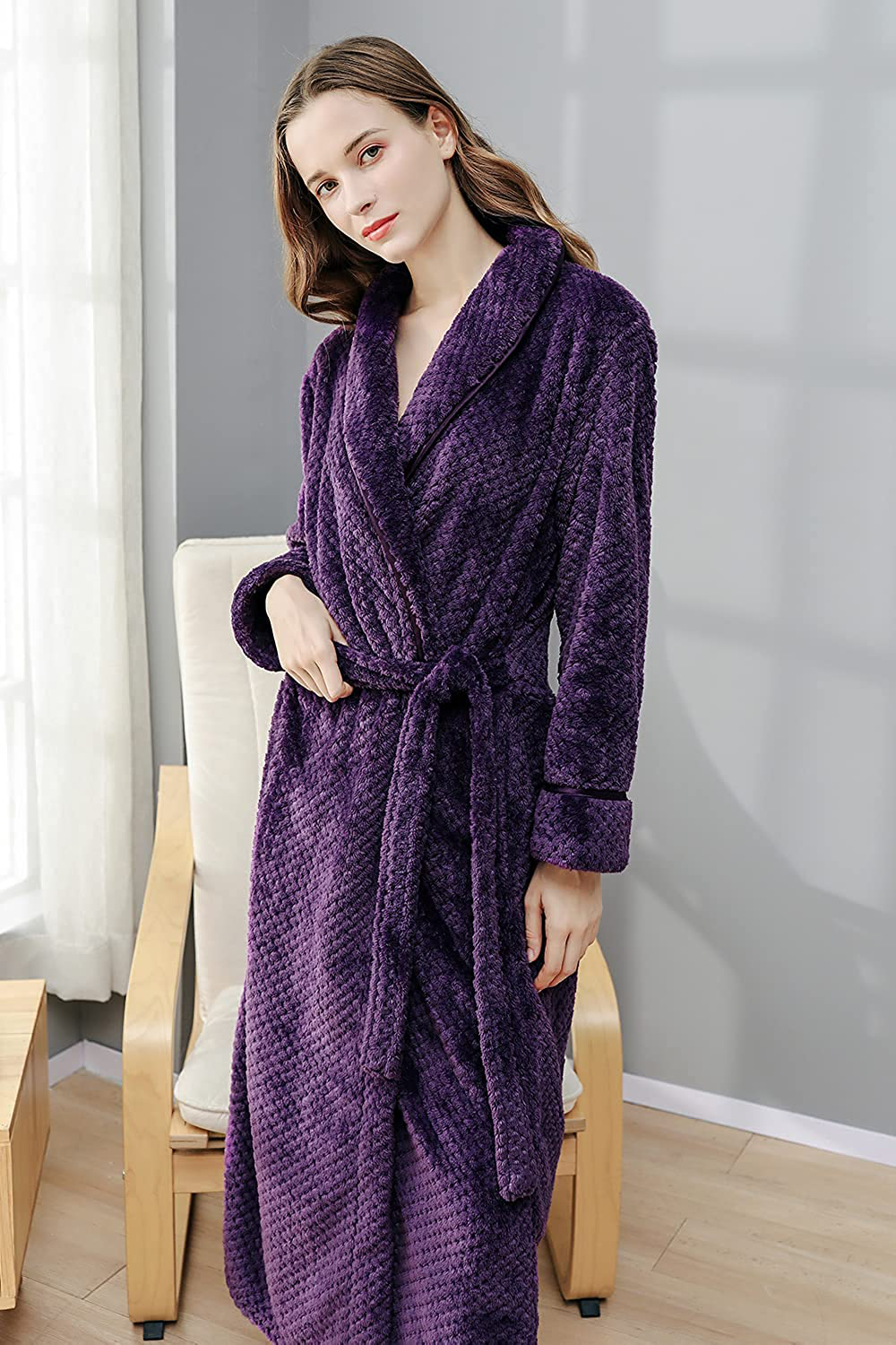 DUSISHIDAN Women Men Matching Winter Fur Bathrobes 1506 Apparel & Accessories > Clothing > Sleepwear & Loungewear > Robes Kylie Max   