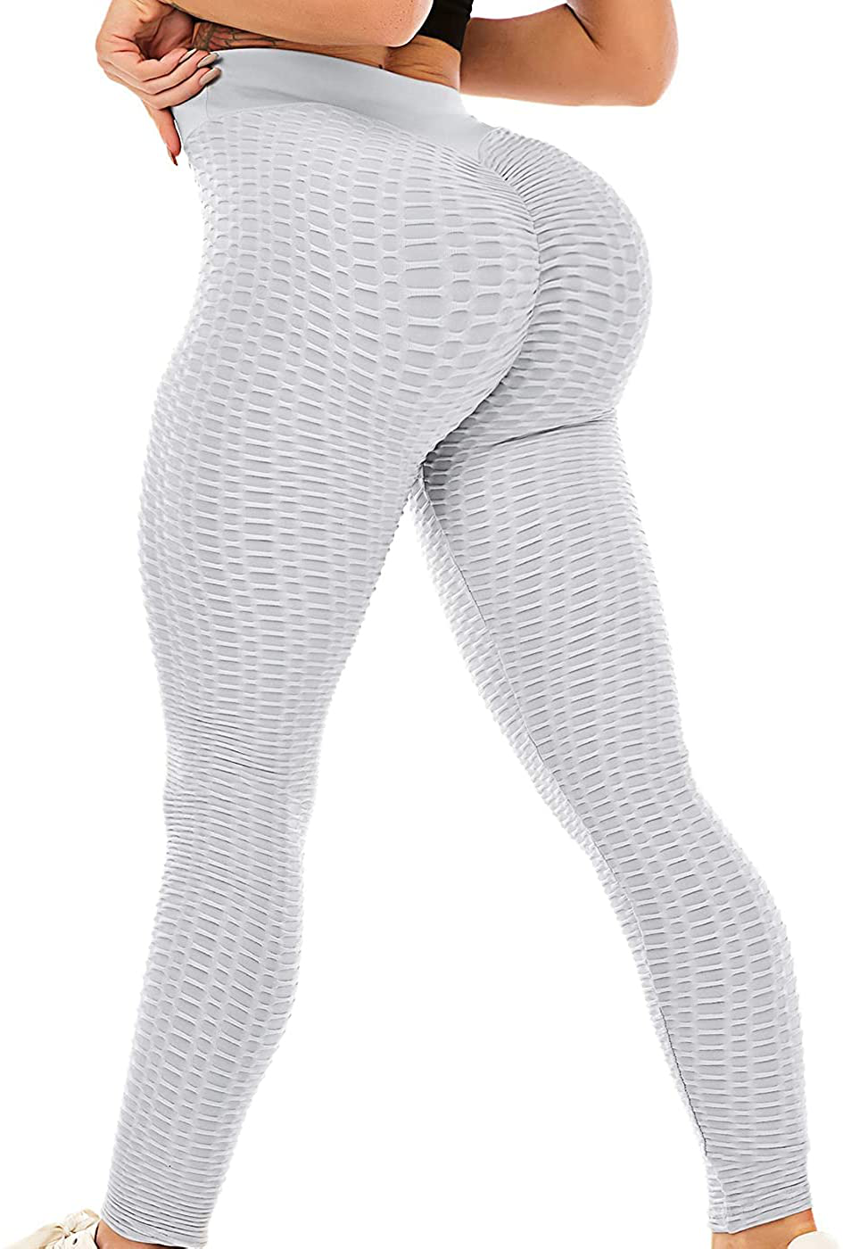 ViCherub Leggings for Women Scrunch Butt Lifting TIK Tok Yoga Pants Peach Lift High Waisted, Workout Tummy Control Tights Apparel & Accessories > Clothing > Activewear ViCherub Gray Large 